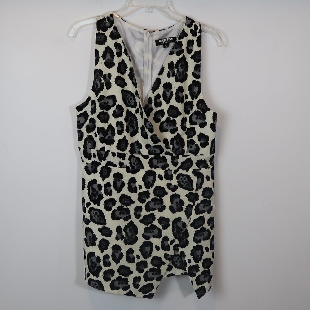Fashion Union White Leopard Romper S
